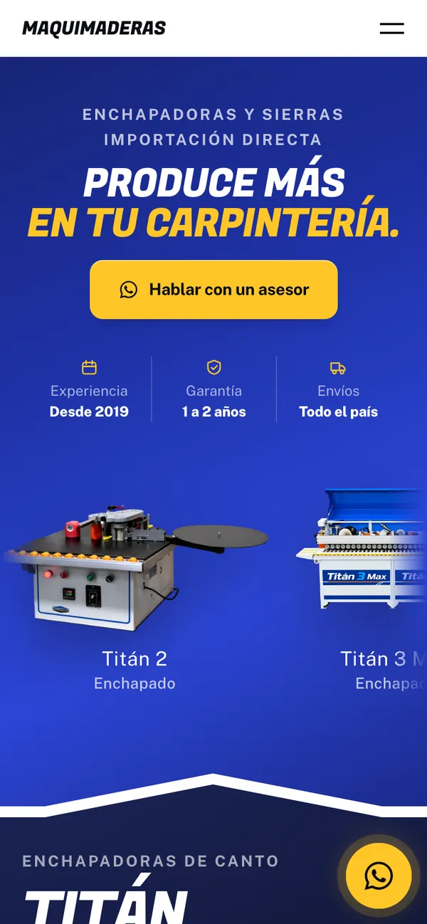 Web de Maquimaderas en celular